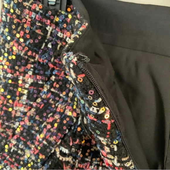Eva Franco Plaid Tweed Frayed Edges Sequin Embellishment A-Line Skirt Size 8 - Picture 6 of 13
